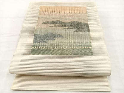 平和屋着物＊夏物　八寸名古屋帯　絽綴れ　風景文　正絹　逸品　未使用　BAAX7816hv