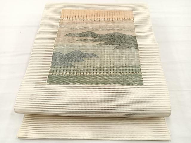 平和屋着物＊夏物　八寸名古屋帯　絽綴れ　風景文　正絹　逸品　未使用　BAAX7816hv