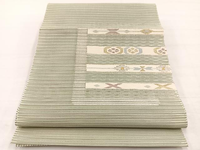 平和屋着物＊夏物　八寸名古屋帯　絽綴れ　横段花文　金銀糸　正絹　逸品　未使用　BAAX7818hv