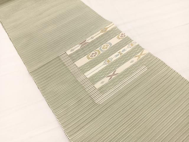 平和屋着物＊夏物　八寸名古屋帯　絽綴れ　横段花文　金銀糸　正絹　逸品　未使用　BAAX7818hv