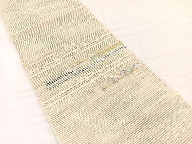 平和屋着物＊夏物　八寸名古屋帯　絽綴れ　枝葉文　金銀糸　正絹　逸品　BAAX7819hv
