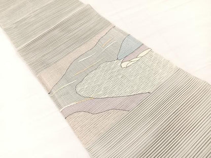 平和屋着物＊夏物　八寸名古屋帯　絽綴れ　風景文　金銀糸　正絹　逸品　BAAX7820hv