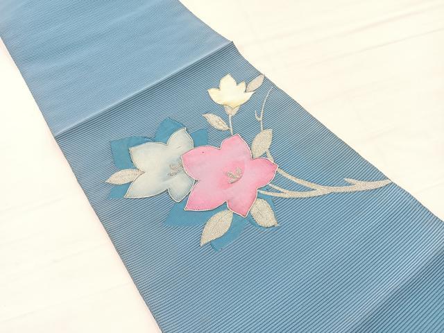 平和屋着物＊夏物　西陣　じゅらく謹製　九寸名古屋帯　絽綴れ　駒刺繍　桔梗　銀糸　BAAX7822hv