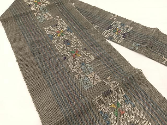 平和屋着物＊夏物　1854年創業　帯屋捨松　八寸名古屋帯　幾何学文様　正絹　逸品　BAAX7824hv