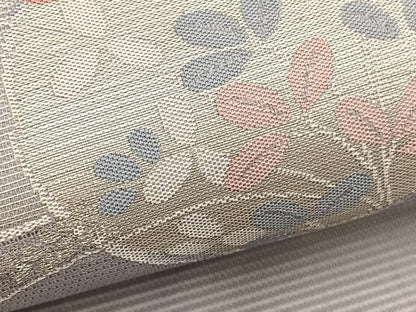 平和屋着物＊夏物　九寸名古屋帯　萩丸文　銀糸　正絹　逸品　BAAX7825hv