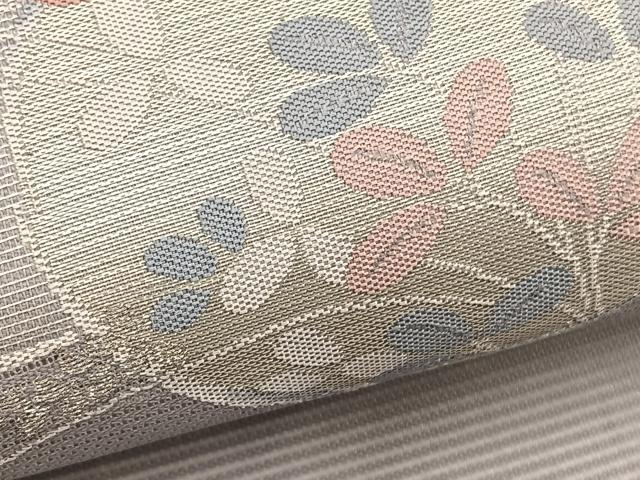 平和屋着物＊夏物　九寸名古屋帯　萩丸文　銀糸　正絹　逸品　BAAX7825hv