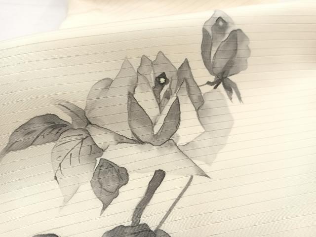 平和屋着物＊夏物　絽塩瀬　九寸名古屋帯　作家物　手描き　薔薇　正絹　逸品　BAAX7826hv