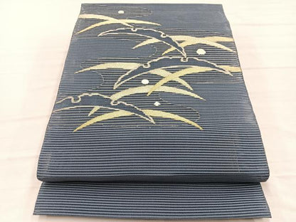 平和屋着物＊夏物　八寸名古屋帯　絽綴れ　露芝文　金糸　正絹　逸品　BAAX7827hv