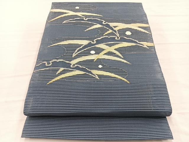 平和屋着物＊夏物　八寸名古屋帯　絽綴れ　露芝文　金糸　正絹　逸品　BAAX7827hv