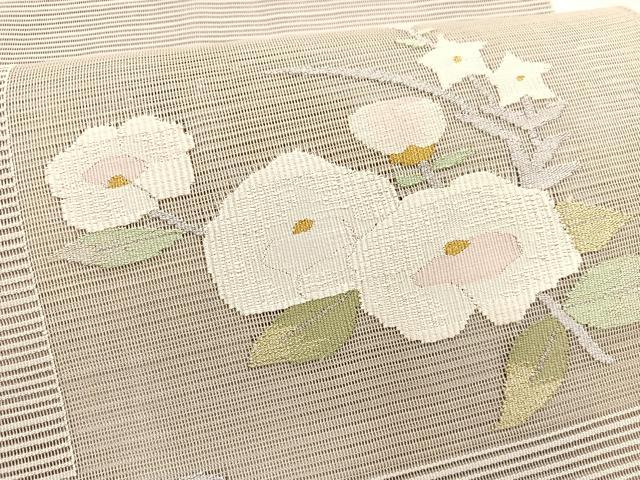 平和屋着物＊夏物　八寸名古屋帯　絽綴れ　枝花文　金銀糸　正絹　逸品　BAAX7829hv