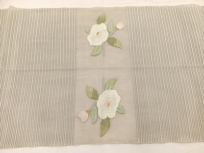 平和屋着物＊夏物　八寸名古屋帯　絽綴れ　枝花文　金銀糸　正絹　逸品　BAAX7829hv