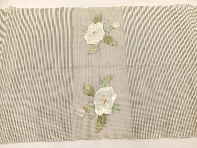 平和屋着物＊夏物　八寸名古屋帯　絽綴れ　枝花文　金銀糸　正絹　逸品　BAAX7829hv