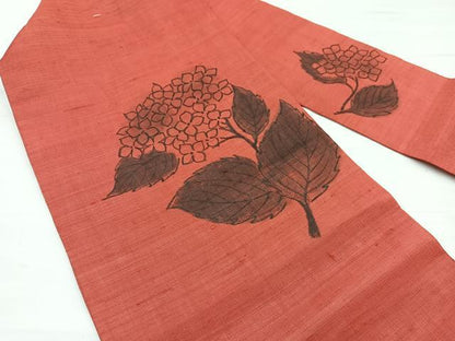 平和屋着物＊夏物　九寸名古屋帯　手描き　紫陽花　麻　逸品　BAAX7830hv
