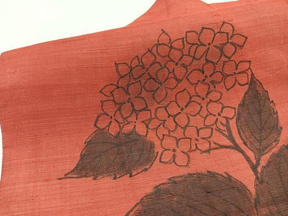 平和屋着物＊夏物　九寸名古屋帯　手描き　紫陽花　麻　逸品　BAAX7830hv
