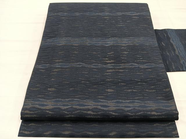 平和屋着物＊夏物　全通柄　九寸名古屋帯　波文様　正絹　逸品　BAAX7831hv