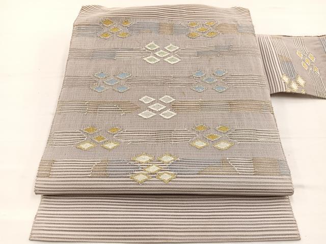 平和屋着物＊夏物　八寸名古屋帯　絽綴れ　幾何学文様　金銀糸　正絹　逸品　BAAX7833hv