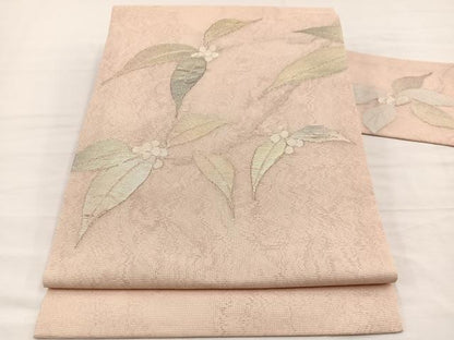 平和屋着物＊夏物　九寸名古屋帯　南天文　金糸　正絹　逸品　BAAX7834hv
