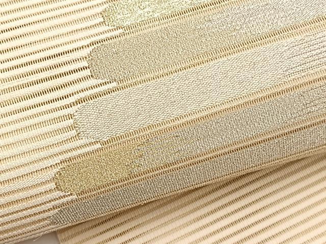 平和屋着物＊夏物　八寸名古屋帯　絽綴れ　絣文様　金銀糸　正絹　逸品　BAAX7835hv