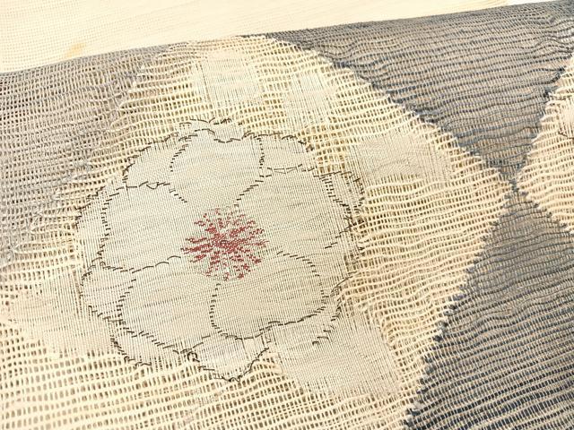 平和屋着物＊夏物　八寸名古屋帯　草花文　銀糸　正絹　逸品　BAAX7836hv