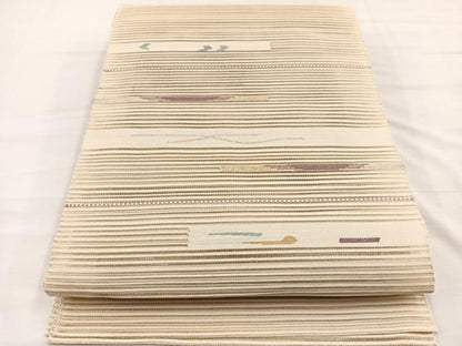 平和屋着物＊夏物　八寸名古屋帯　絽綴れ　横段文　金銀糸　正絹　逸品　BAAX7837hv