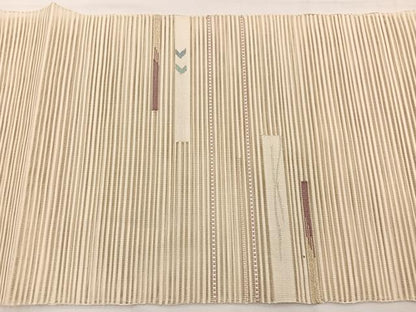 平和屋着物＊夏物　八寸名古屋帯　絽綴れ　横段文　金銀糸　正絹　逸品　BAAX7837hv