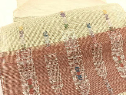 平和屋着物＊夏物　1854年創業　帯屋捨松　八寸名古屋帯　矢羽文　正絹　逸品　BAAX7839hv