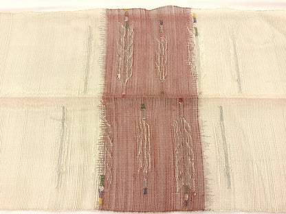 平和屋着物＊夏物　1854年創業　帯屋捨松　八寸名古屋帯　矢羽文　正絹　逸品　BAAX7839hv