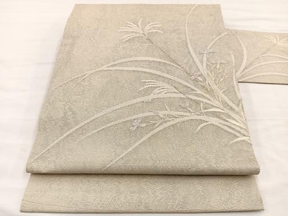 平和屋着物＊夏物　九寸名古屋帯　唐織　草花文　金銀糸　正絹　逸品　BAAX7840hv