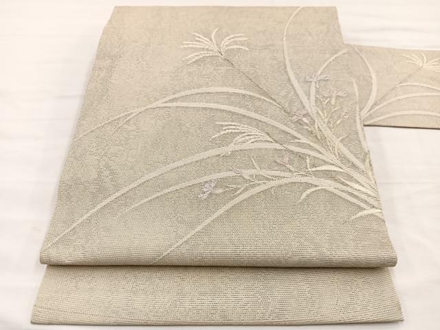 平和屋着物＊夏物　九寸名古屋帯　唐織　草花文　金銀糸　正絹　逸品　BAAX7840hv