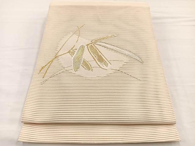 平和屋着物＊夏物　八寸名古屋帯　絽綴れ　笹　金銀糸　正絹　逸品　BAAX7841hv