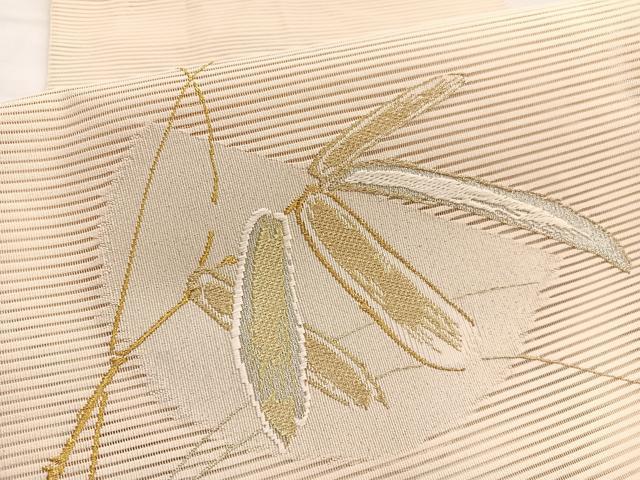 平和屋着物＊夏物　八寸名古屋帯　絽綴れ　笹　金銀糸　正絹　逸品　BAAX7841hv