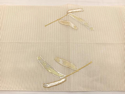 平和屋着物＊夏物　八寸名古屋帯　絽綴れ　笹　金銀糸　正絹　逸品　BAAX7841hv