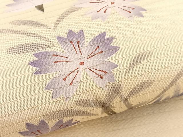 平和屋着物＊夏物　絽塩瀬　九寸名古屋帯　渡橋花文　正絹　逸品　BAAX7843hv