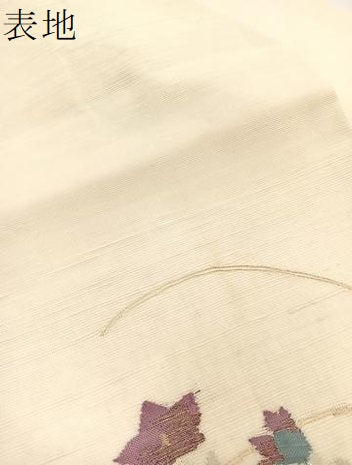 平和屋着物＊夏物　九寸名古屋帯　すくい織　桔梗　金銀糸　正絹　逸品　BAAX7845hv