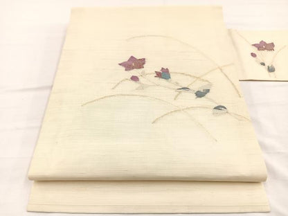 平和屋着物＊夏物　九寸名古屋帯　すくい織　桔梗　金銀糸　正絹　逸品　BAAX7845hv