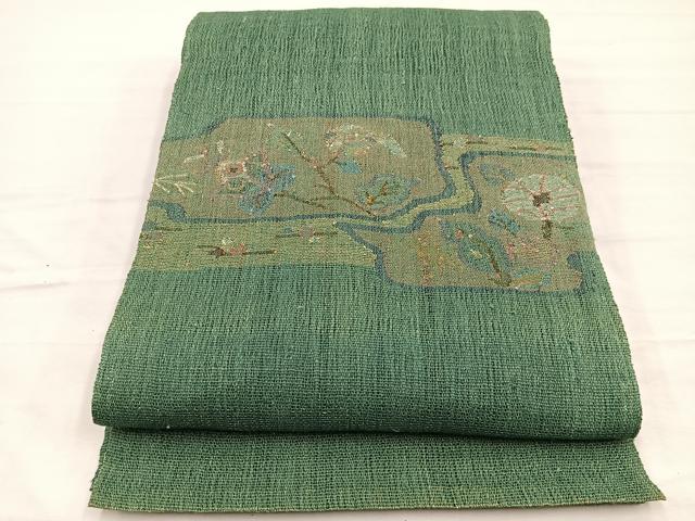 平和屋着物＊夏物　八寸名古屋帯　草花文　正絹　逸品　BAAX7846hv