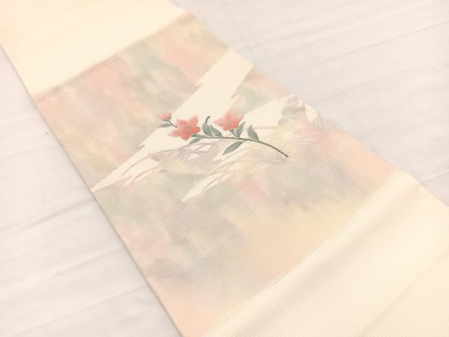 平和屋着物＊夏物　九寸開き名古屋帯　桔梗　銀糸　正絹　逸品　未使用　BAAX7848hv
