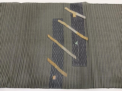 平和屋着物＊夏物　八寸名古屋帯　絽綴れ　斜線文　金銀糸　正絹　逸品　BAAX7849hv