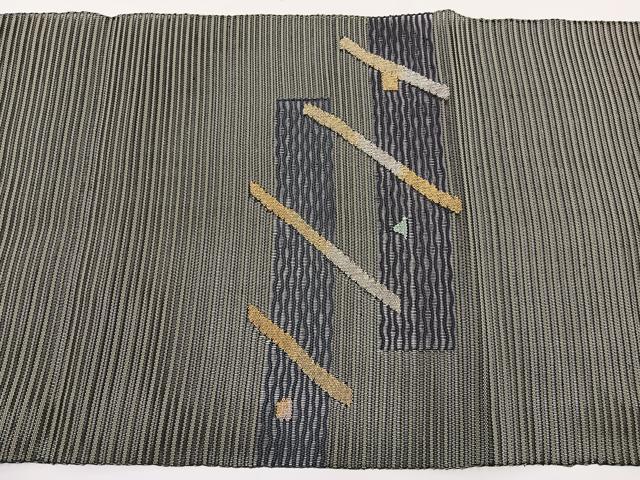 平和屋着物＊夏物　八寸名古屋帯　絽綴れ　斜線文　金銀糸　正絹　逸品　BAAX7849hv