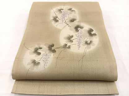 平和屋着物＊夏物　太鼓柄袋帯　手描き　葡萄　金彩　正絹　逸品　BAAX7855hv