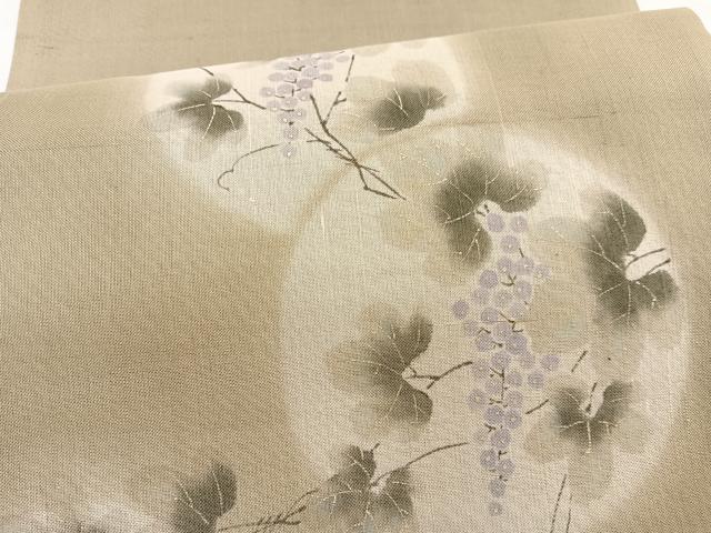 平和屋着物＊夏物　太鼓柄袋帯　手描き　葡萄　金彩　正絹　逸品　BAAX7855hv