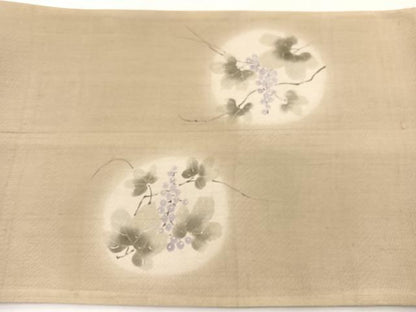 平和屋着物＊夏物　太鼓柄袋帯　手描き　葡萄　金彩　正絹　逸品　BAAX7855hv