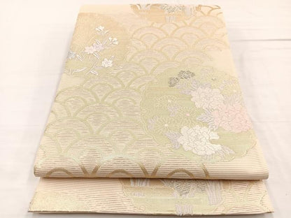 平和屋着物＊夏物　六通柄袋帯　唐織　雪輪花文　金銀糸　正絹　逸品　未使用　BAAX7856hv