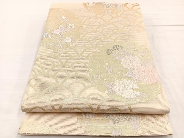 平和屋着物＊夏物　六通柄袋帯　唐織　雪輪花文　金銀糸　正絹　逸品　未使用　BAAX7856hv