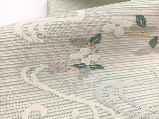 平和屋着物＊夏物　八寸名古屋帯　絽綴れ　流水花文　金糸　正絹　逸品　BAAX7862hv