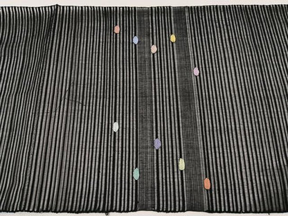 平和屋着物＊夏物　八寸名古屋帯　絽綴れ　あられ　黒地　正絹　逸品　BAAX7863hv