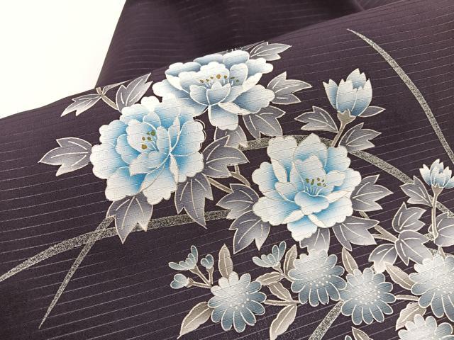 平和屋着物＊夏物　絽塩瀬　九寸名古屋帯　草花文　金銀彩　正絹　逸品　BAAX7866hv