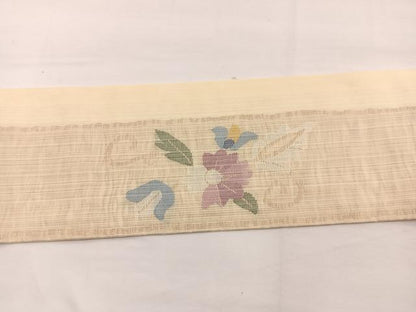 平和屋着物＊夏物　九寸名古屋帯　花唐草文　金糸　正絹　逸品　BAAX7867hv