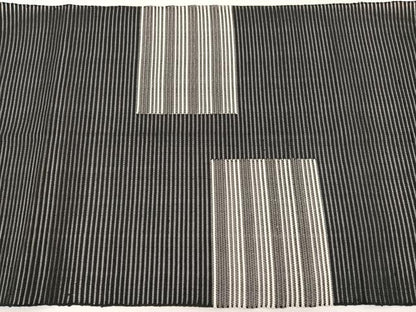 平和屋着物＊夏物　八寸名古屋帯　絽綴れ　横段文　黒地　銀糸　正絹　逸品　BAAX7868hv