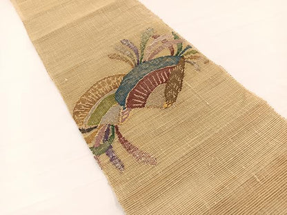 平和屋着物＊夏物　八寸名古屋帯　羅　扇面文　金糸　正絹　逸品　BAAX7869hv